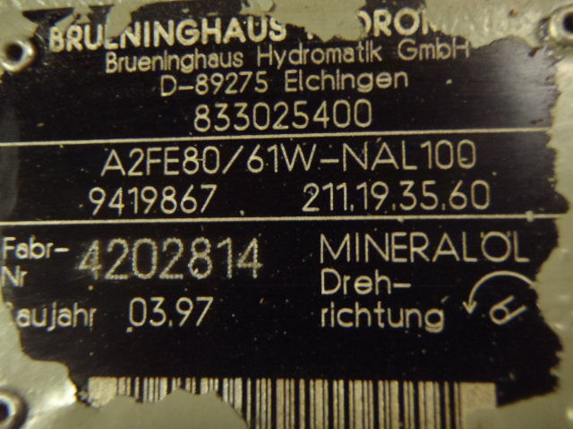 Motor hidráulico para Maquinaria de construcción Brueninghaus Hydromatik A2FE80/61W-NAL100 -: foto 3