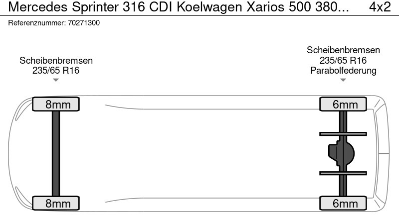 Furgoneta frigorifica Mercedes-Benz Sprinter 316 CDI Koelwagen Xarios 500 380V Koeler Koel Vries Vriezer Kühlkoffer 13m3 Airco Cruise control: foto 17